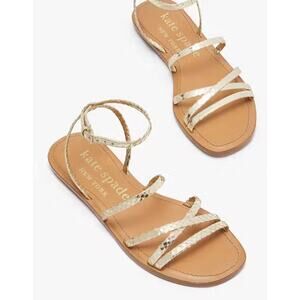 Kate Spade Cove Sandals Flat Strappy Pale Gold Women's 8